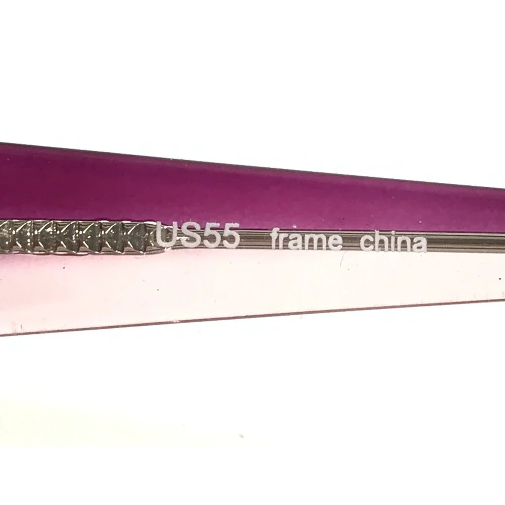 4U Eyeglasses Frames US55 Purple Clear Pink Rectangle Full Rim 46-15-130